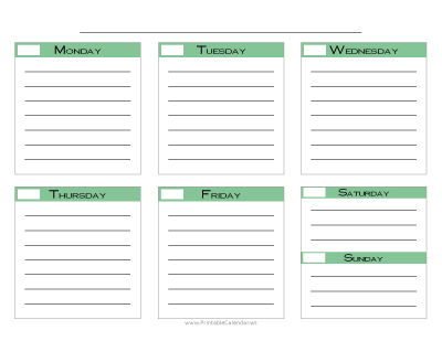 Blank Weekly Calendar preview