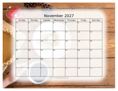 Colorful printable calendar November 2027