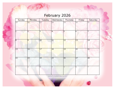 Colorful printable calendar February 2026