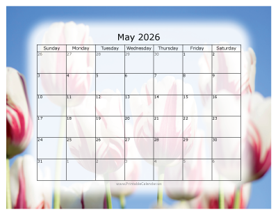 Colorful printable calendar May 2026